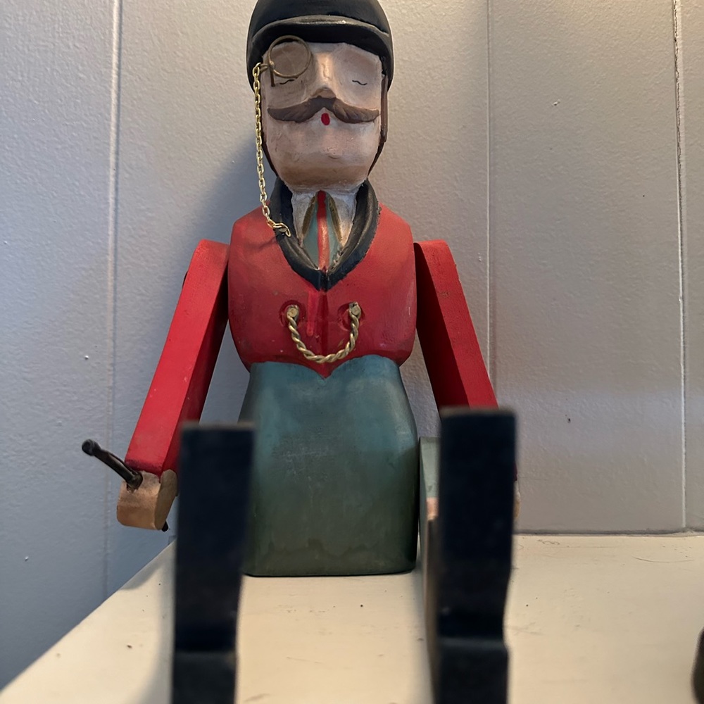 Master of Foxhounds Articulated Wood Figure Vintage Americana